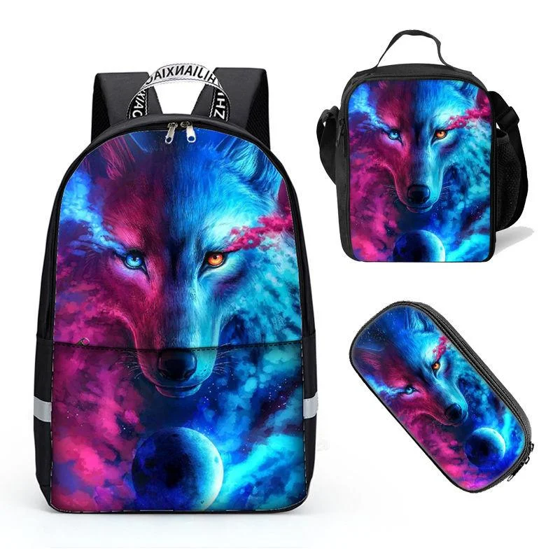 Buzzdaisy Vivid 3D Design Eye-catching Pattern: Wolf Printed Day Pack , Backpack for Women School Boys and Girls Bag Student