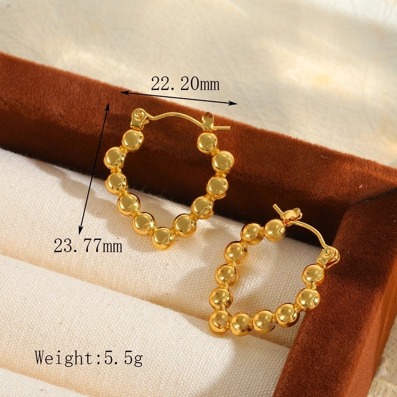 1 Pair Basic Minimalist Irregular Geometric Heart Shape Plating 304 Stainless Steel 18K Gold Plated Earrings