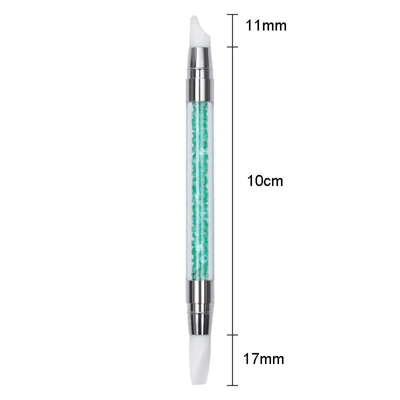 1 Pc Double Way Rhinestone Silicone Nail Brush Carving Emboss Hollow Pottery Pen UV Gel Shaping Silicone Brushes Nail Art Tool-Nail Inspo