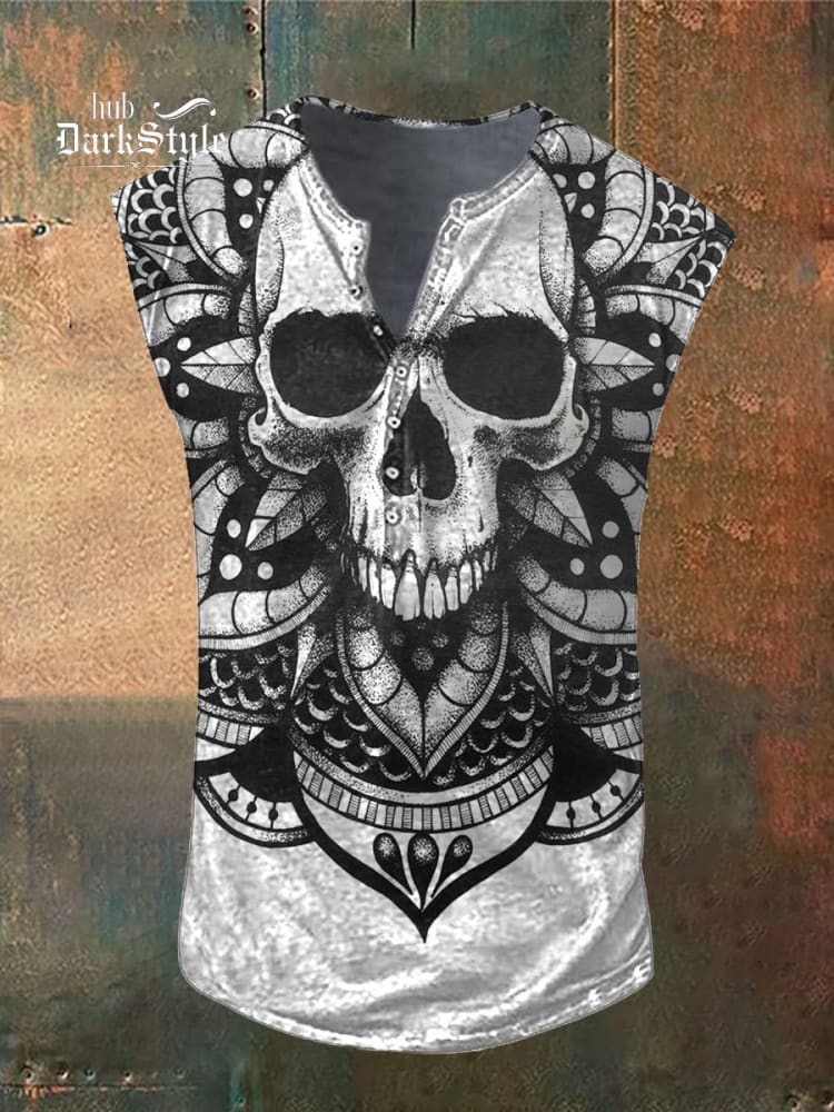 Men's Vintage Skull Print Casual Tank Top / Rvogue / Rvogue