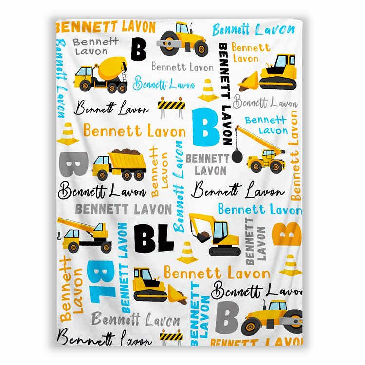 BlanketCute-Personalized Lovely Kid Excavator Blanket with Your Kid's Name | 02