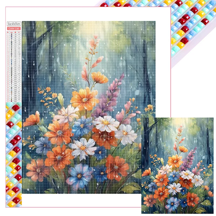 Flowers 30*40CM (Canvas) Full Square Drill Diamond Painting gbfke