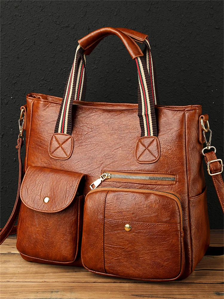 Vintage Flap Pocket Big Handbag Crossbody Bag