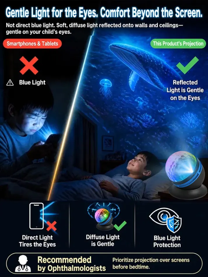 Topacme&trade; Deep Sea & Star Hologram Projector | Large-sphere projection & 4K immersive visuals. Instantly soothe your night!