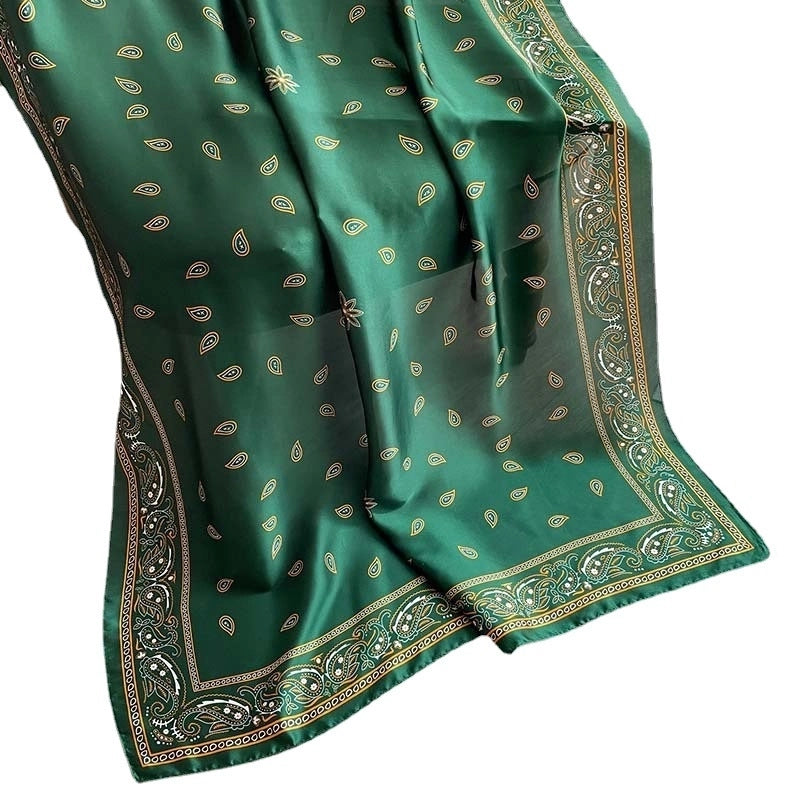 Elegant Large Scarf Dot Pattern Silk-like Scarf Women’s Dual-use Air Conditioning Shawl Gauze Beach Towel Women