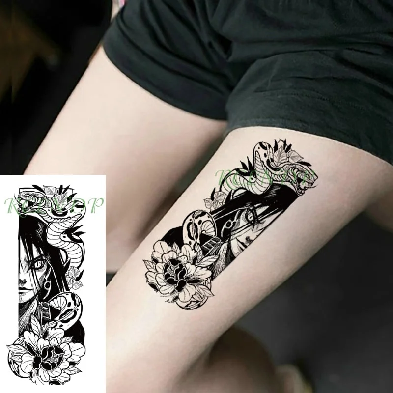 Waterproof Temporary Tattoo Sticker Japanese cartoon anime snake flower Fake Tatto Flash Tatoo for Girl Women Men