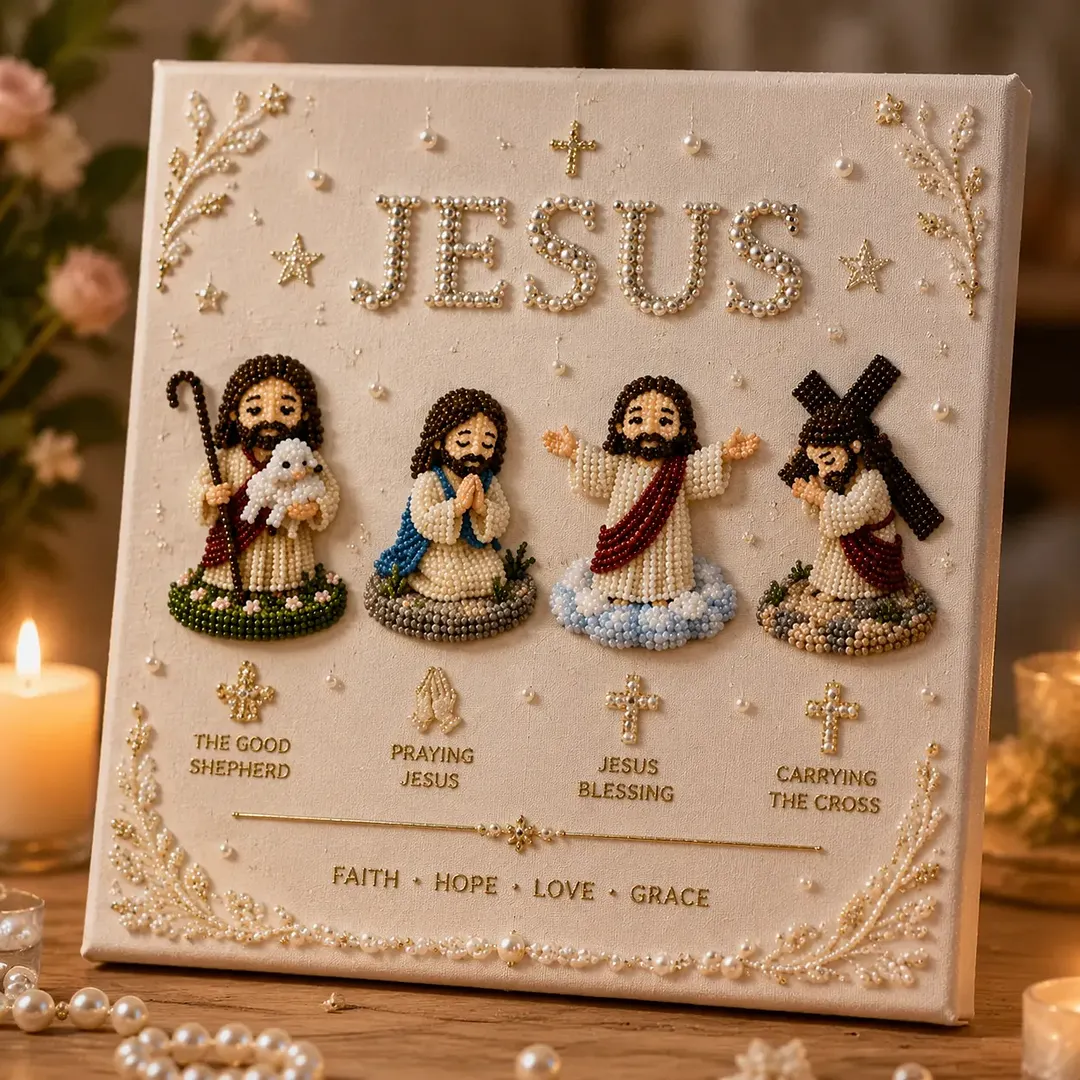 🔥 Last Day 75% OFF &ndash; ✝️ DIY Jesus Pearl Art Kit | 3D Pearl-Style Christian Artwork for Prayer Corners & Faith Gifts (📦Buy 3 Free Shipping)