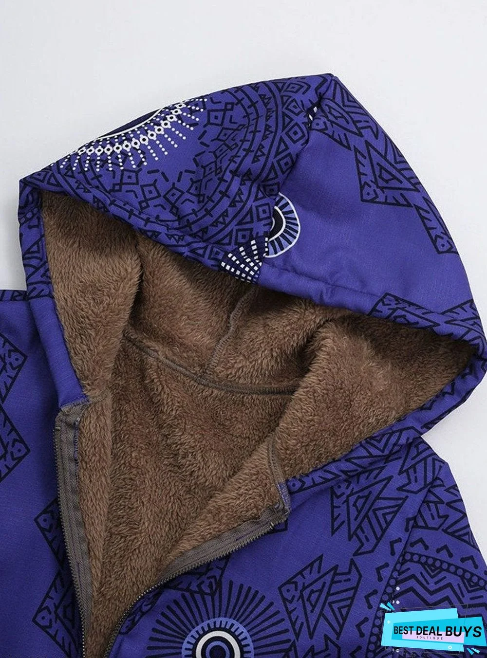 Hooded Abstract Print Coat