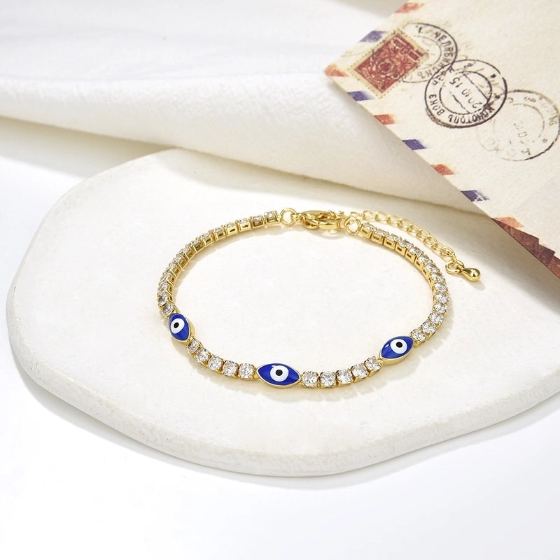 Retro Devil’s Eye Copper Inlay Zircon Bracelets 1 Piece