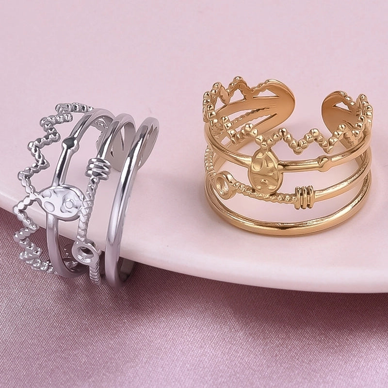 Minimalist Geometric 304 Stainless Steel 18K Gold Plated Polishing Hollow Out Open Rings