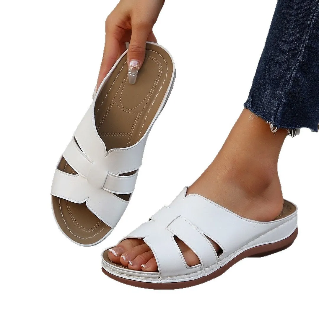 Breakj Breakj Summer New Thick Bottom Lady Slippers Large Thick Bottom Car Sewing Type Fish Mouth Slippers