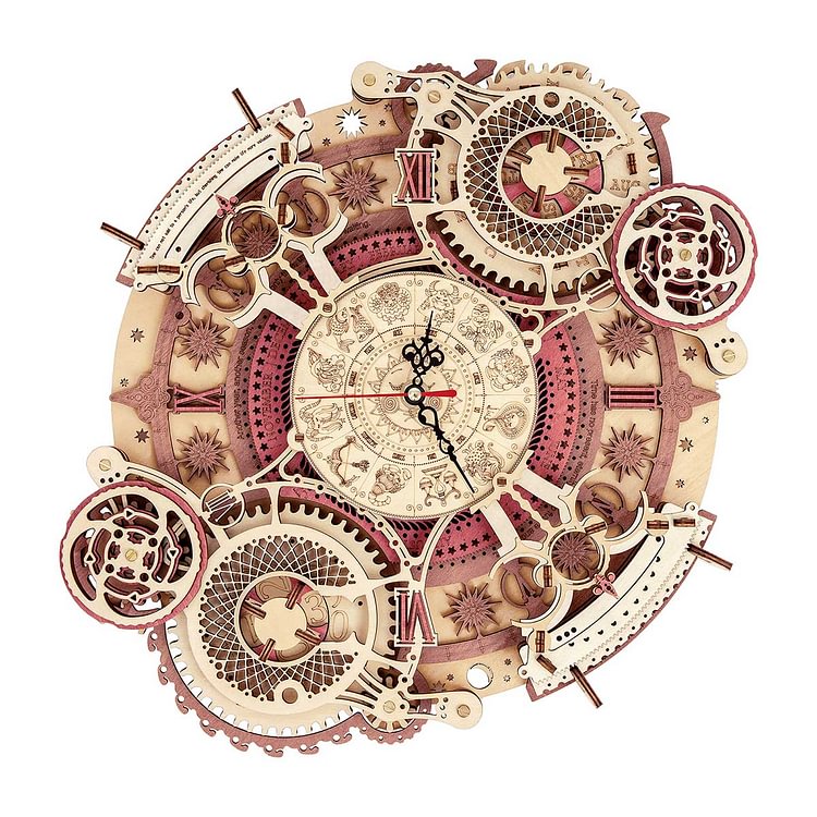  Robotime Online ROKR Zodiac Wall Clock Mechanical Time Art Engine LC601