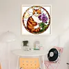 Orange Cat Glass Painting-11CT Stamped Cross Stitch 40*40cm/15.75*15.75in