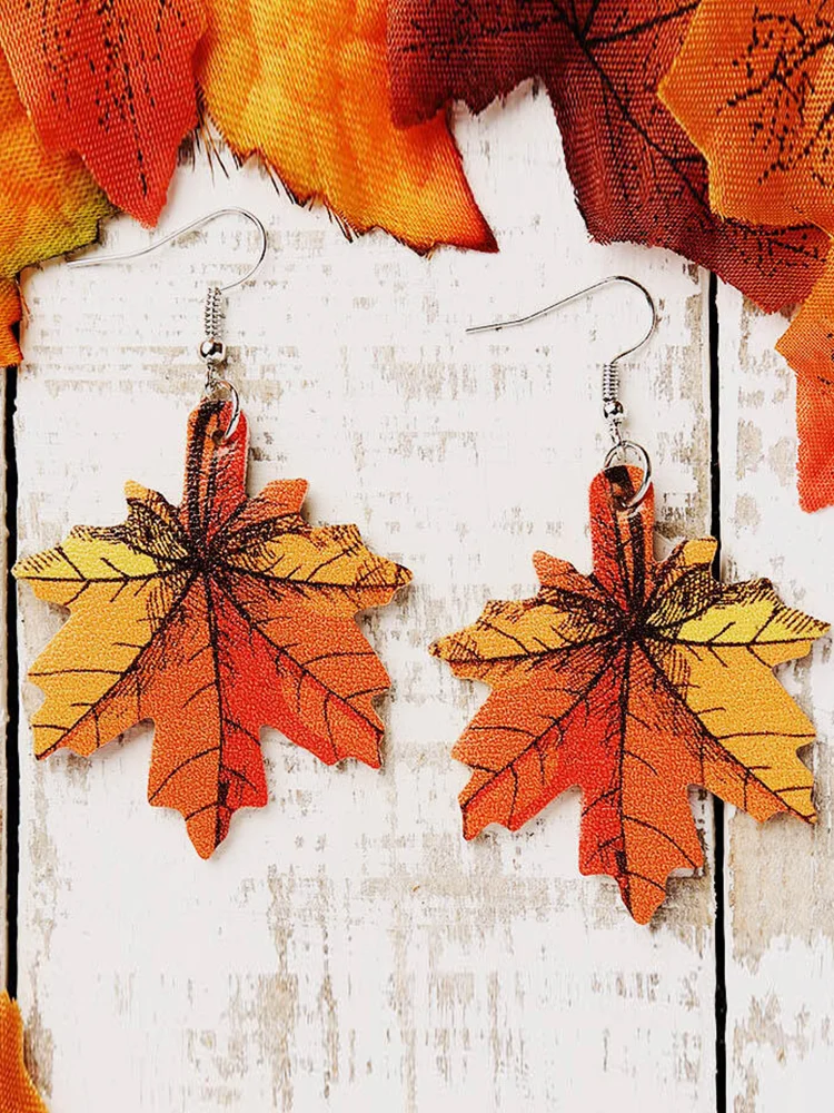 Fallen Leaves Inspired Leather Earrings