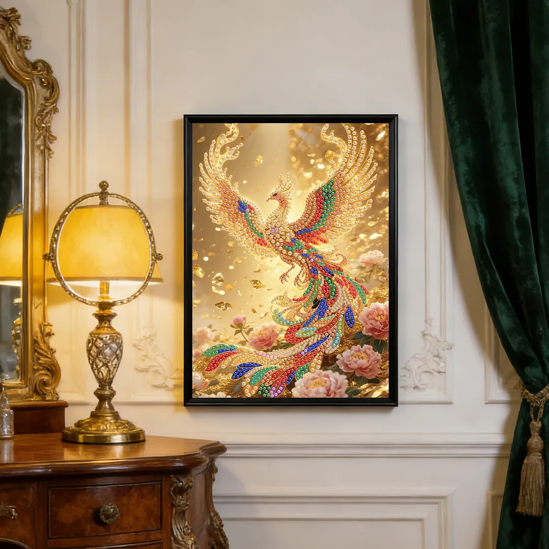 Pearl Painting Kit for Adults Golden Phoenix 11.81x15.75in