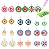 12 Pairs Double Sided Diamond Painting Earrings for Women Girls (Flower)