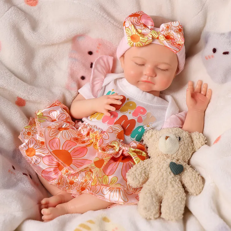 Babeside Liors 12"/16" Realistic Silicone Sleeping Baby Little Infant Girl Daily Emotional Companion (New Real Shots)