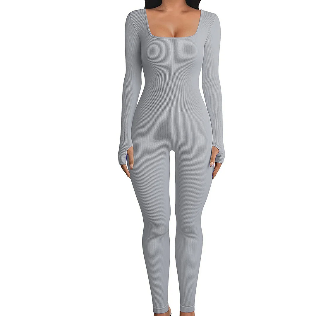 Nigikala Nigikala And Summer Threaded Collar Hips Sexy Yoga Sports Long-Sleeved Short-Sleeved Jumpsuit Trousers Woman