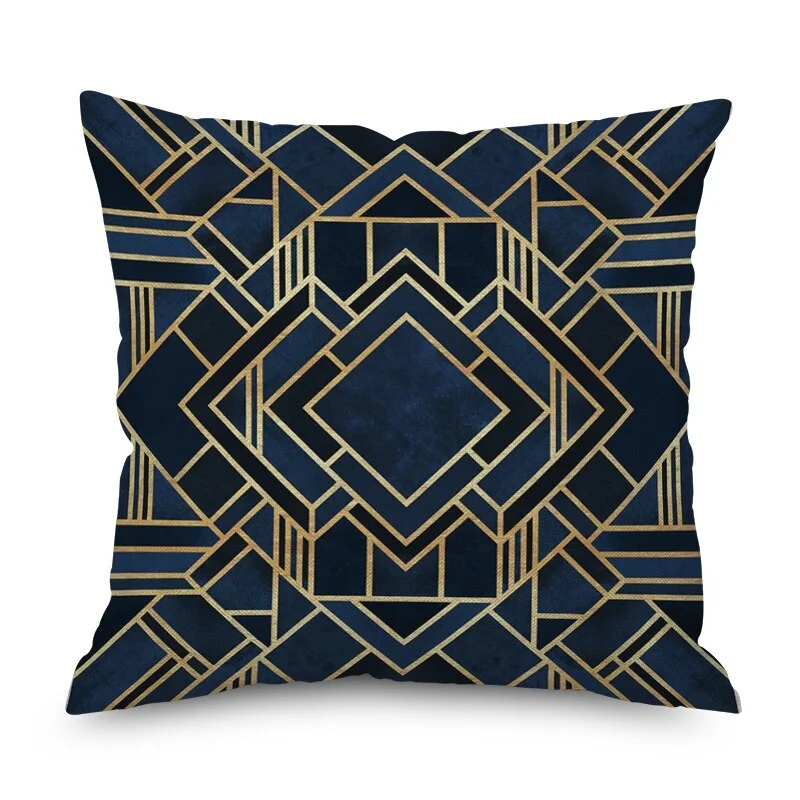 Nordic Marble Geometric Printed Cushion Cover Polyester Throw Pillow Cases for Sofa Car Black Home Decorative Pillowcase 45*45cm