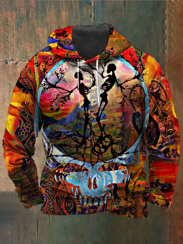 Unisex Skull Print Heavyweight Hoodies