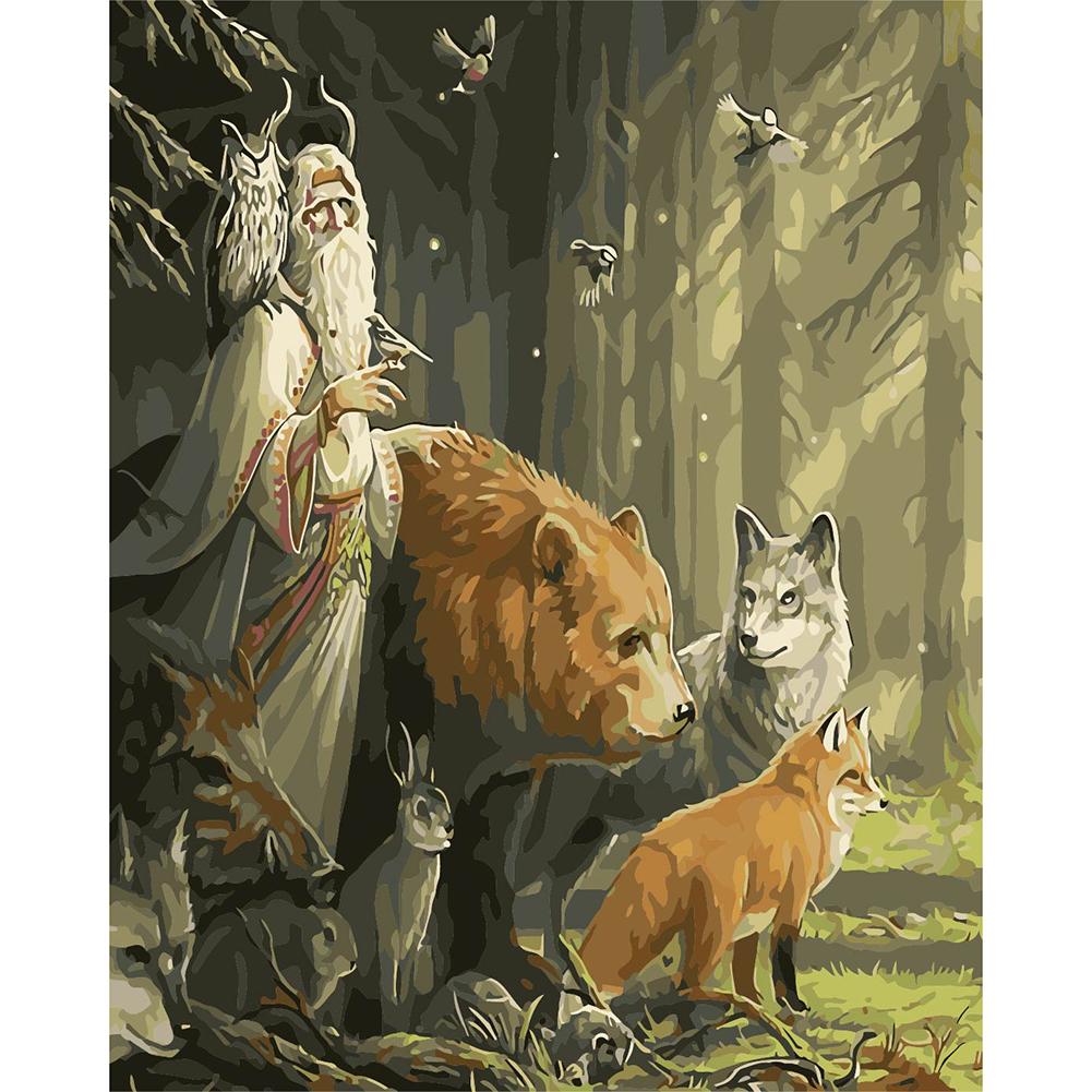 

40*50CM Paint By Numbers-Grandpa with Animals, 501 Original