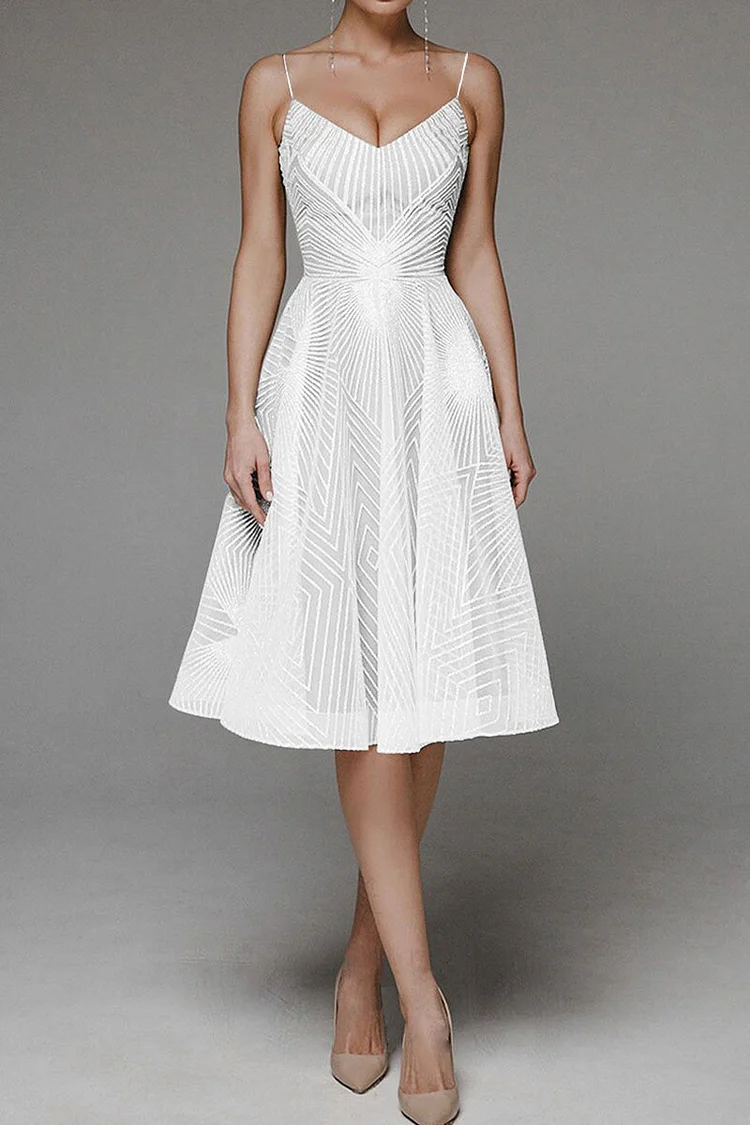 White Sexy Formal Solid V Neck Sling Dress Dresses(8 Colors)