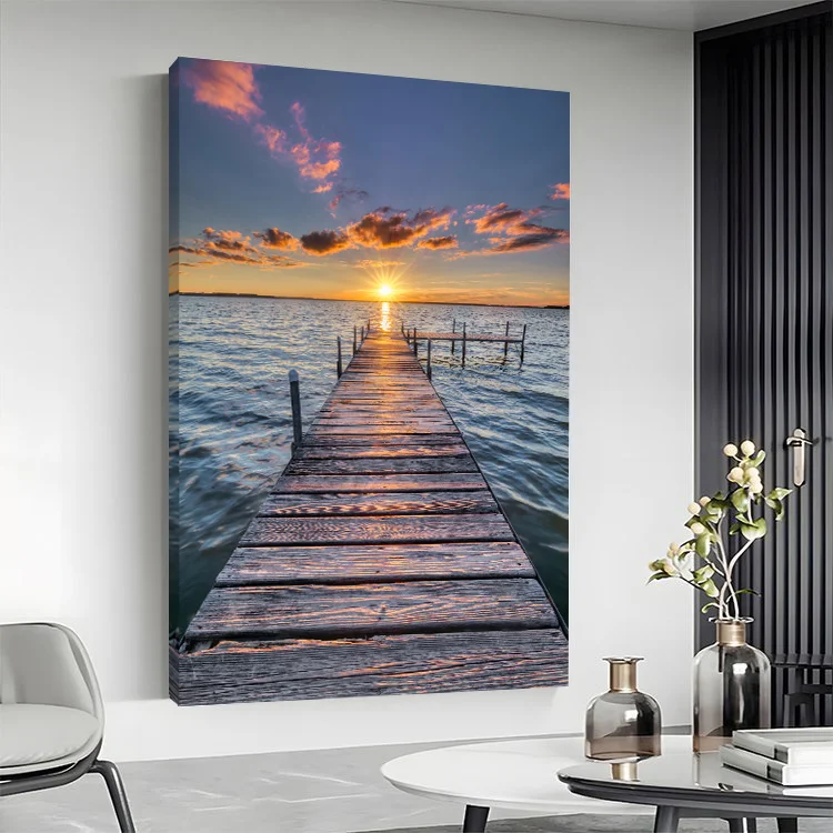 Trestle Ocean Landscape With Sunset View Canvas Wall Art
