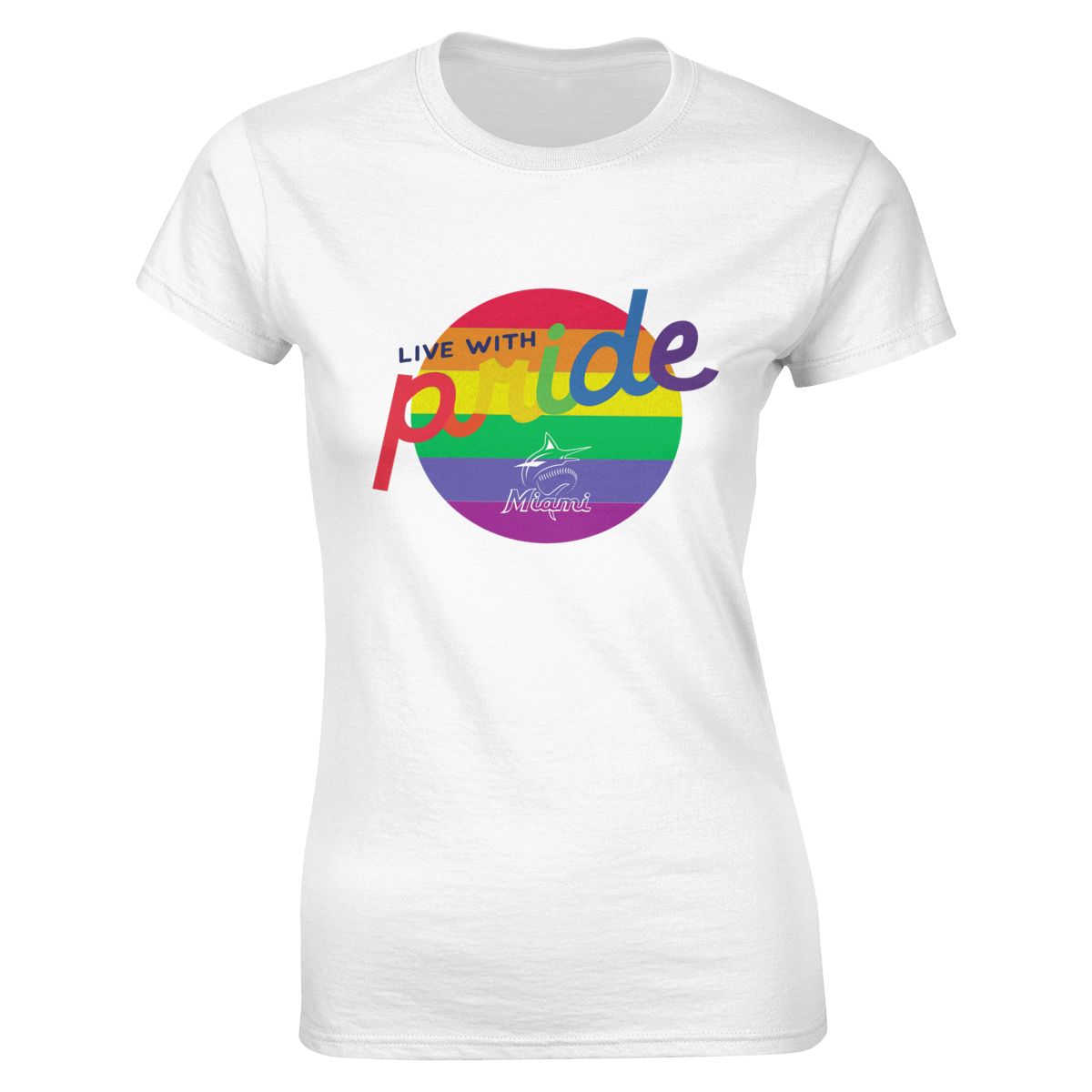 Miami Marlins Round LGBT Lettering Women's Short-Sleeve Cotton Tee