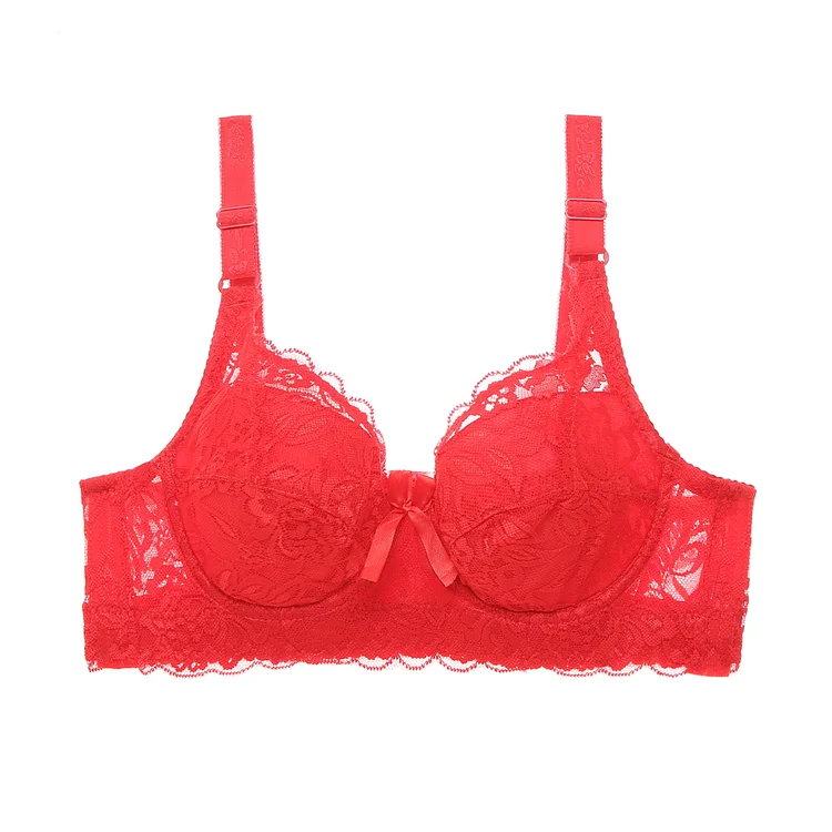 Detachable Straps 3/4 Cup V Neck Breathable Push Up Lace Bralettes With Underwire
