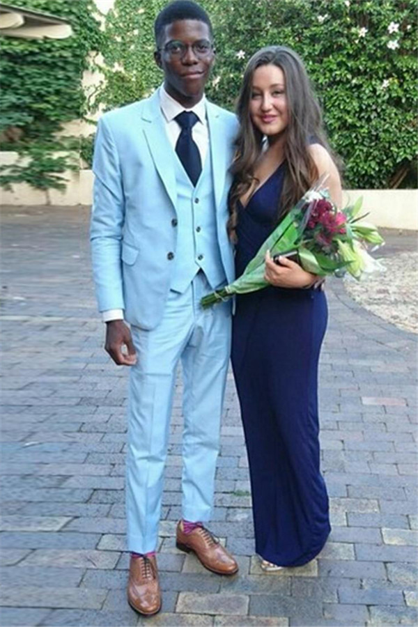 Gentle Blue 3 Pieces Prom Party Suits For Guy Online | Risias