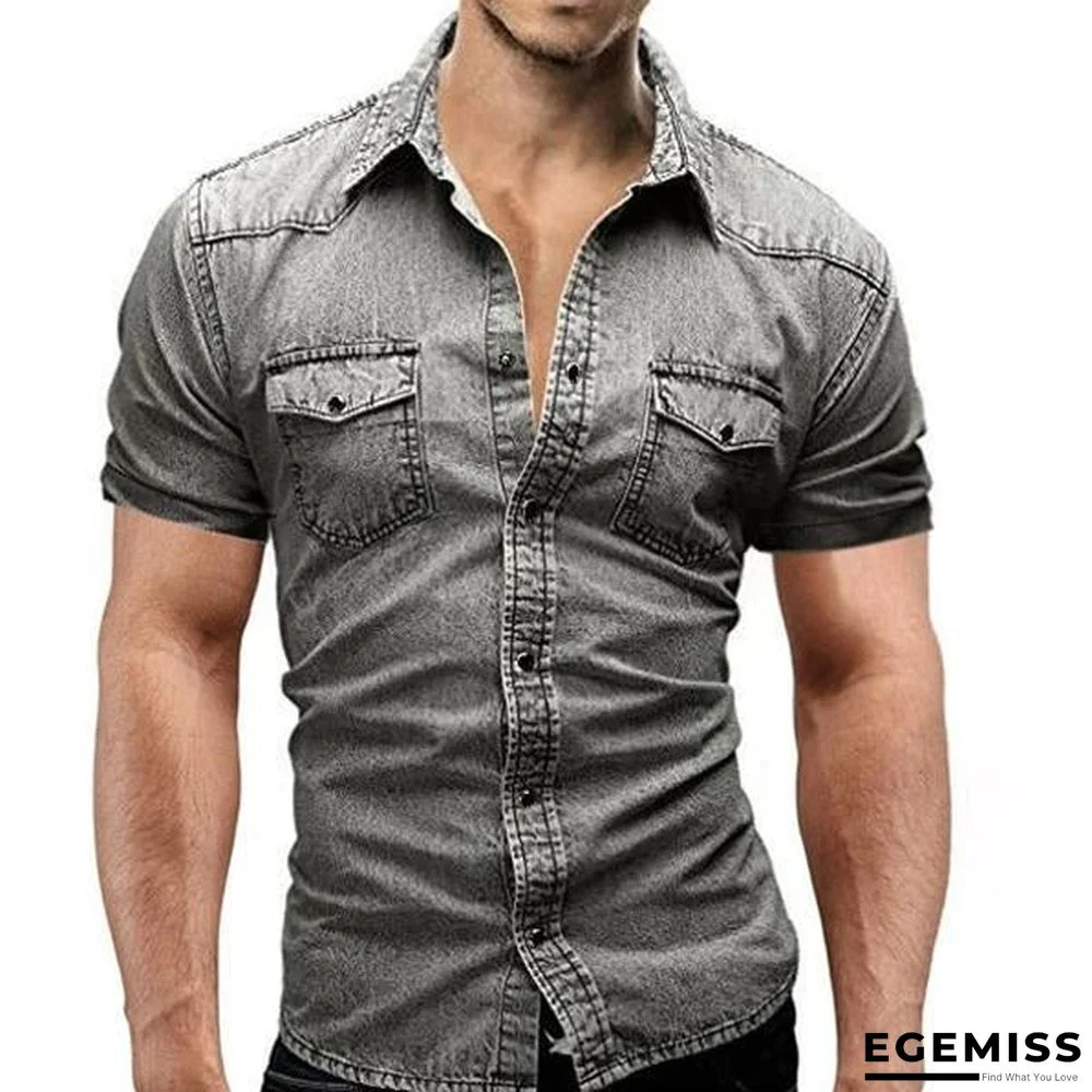 Men's Denim Short Sleeve Shirt | EGEMISS