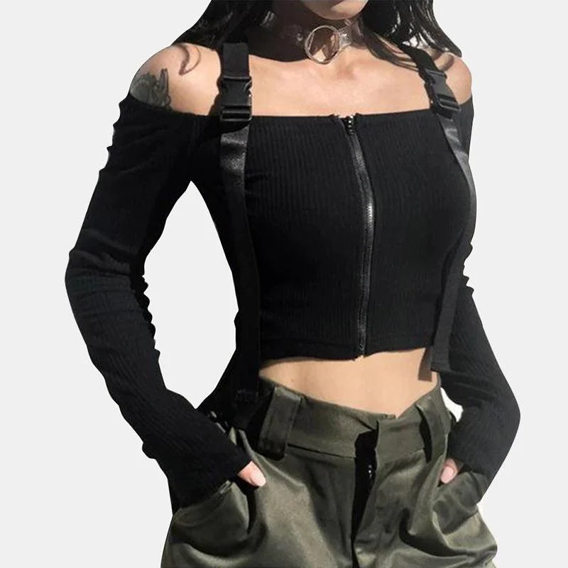 Buckle Zipper Top