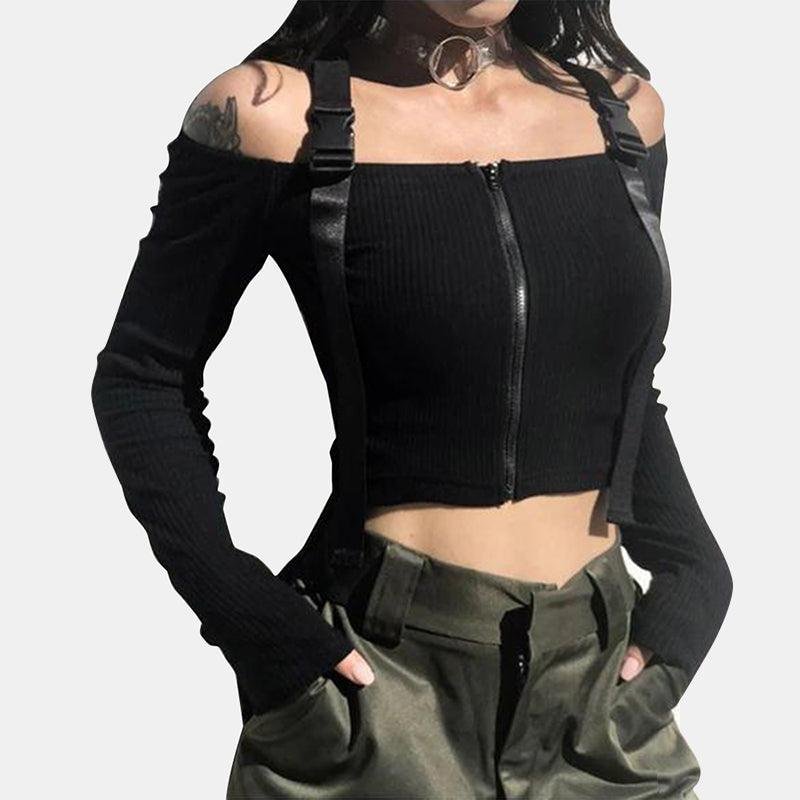 Buckle Zipper Top
