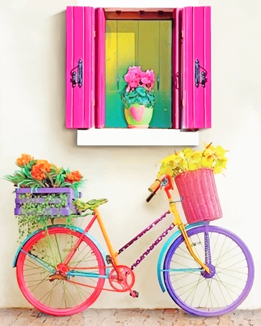 

Aesthetic Blue Pink Bike – Paint By Numbers - 40*50CM, 501 Original