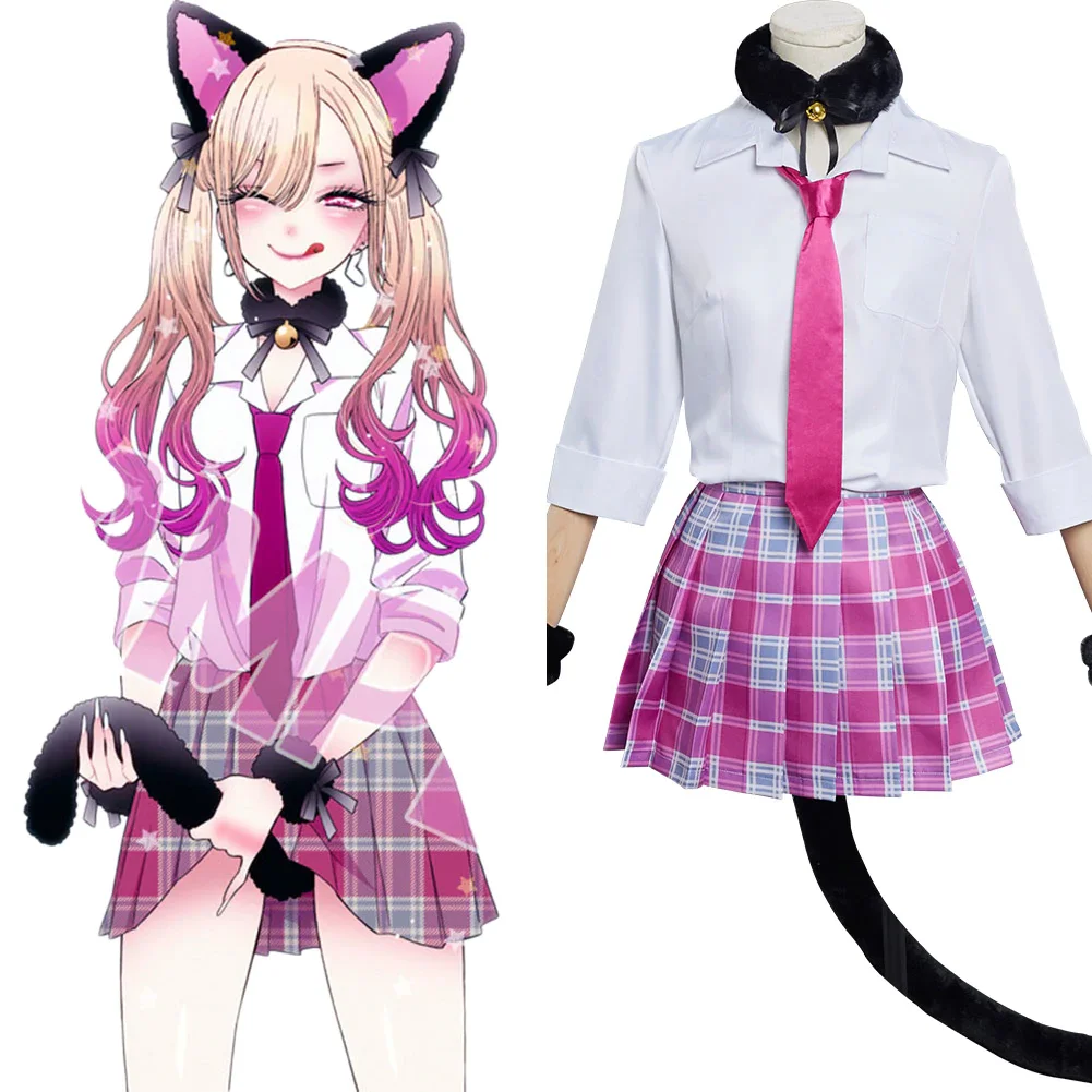 Anime My Dress-Up Darling Kitagawa Marin Cosplay Costume Dress Cat Girls Outfits Halloween Carnival Suit