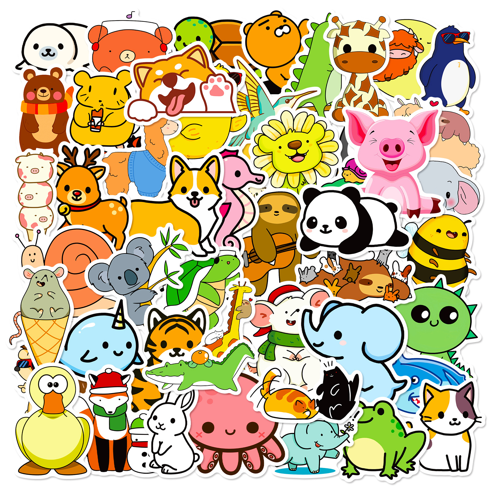 Cute Safari Bliss Sticker Pack - 50 Animal Decals for Kids & Gear