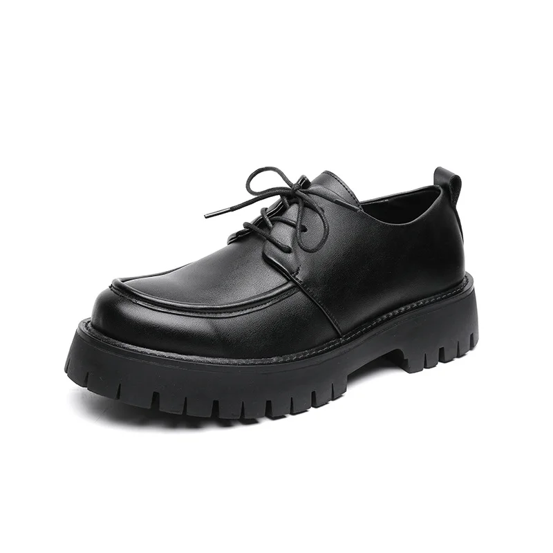 Zingj Zingj Big Head Leather Shoes Male Trend Thick British Youth Increased Casual Men's Shoes 8053-R