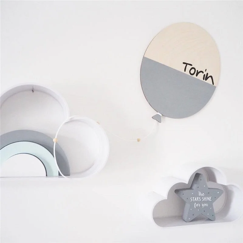 INS Nordic Wooden Balloon Wall Stickers For Kids Room Decorations Ornaments Baby Bedroom Wall Murals Nursery Decor Photo Props