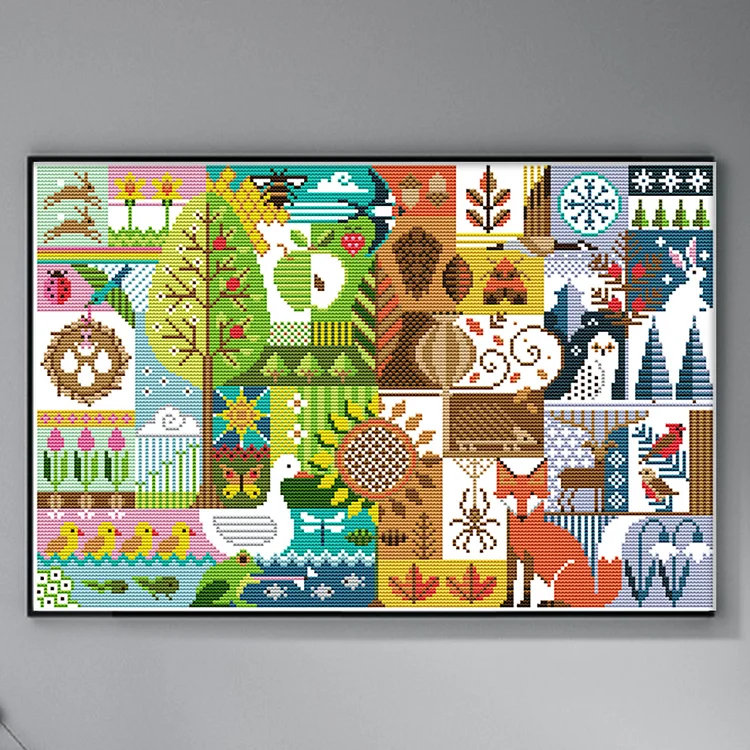 Joy Sunday Four Seasons 11CT/14CT Stamped Cross Stitch 57*40CM