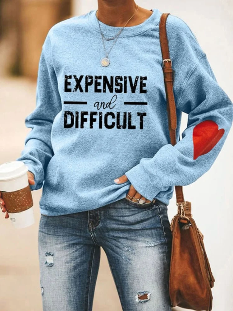 VChics Expensive And Difficult Heart Print Sweatshirt