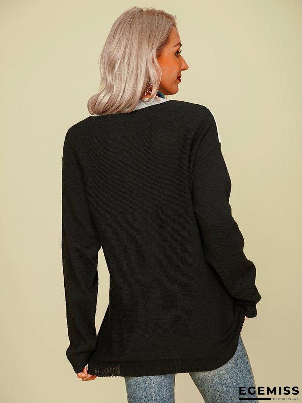 Acrylic Casual Long Sleeve Leopard Sweater | EGEMISS