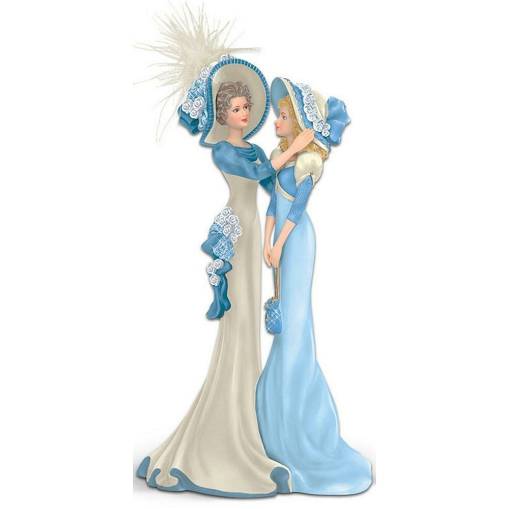 

30*60CM - Round Drill Diamond Painting - Blue Dress Lady Sisters, 501 Original