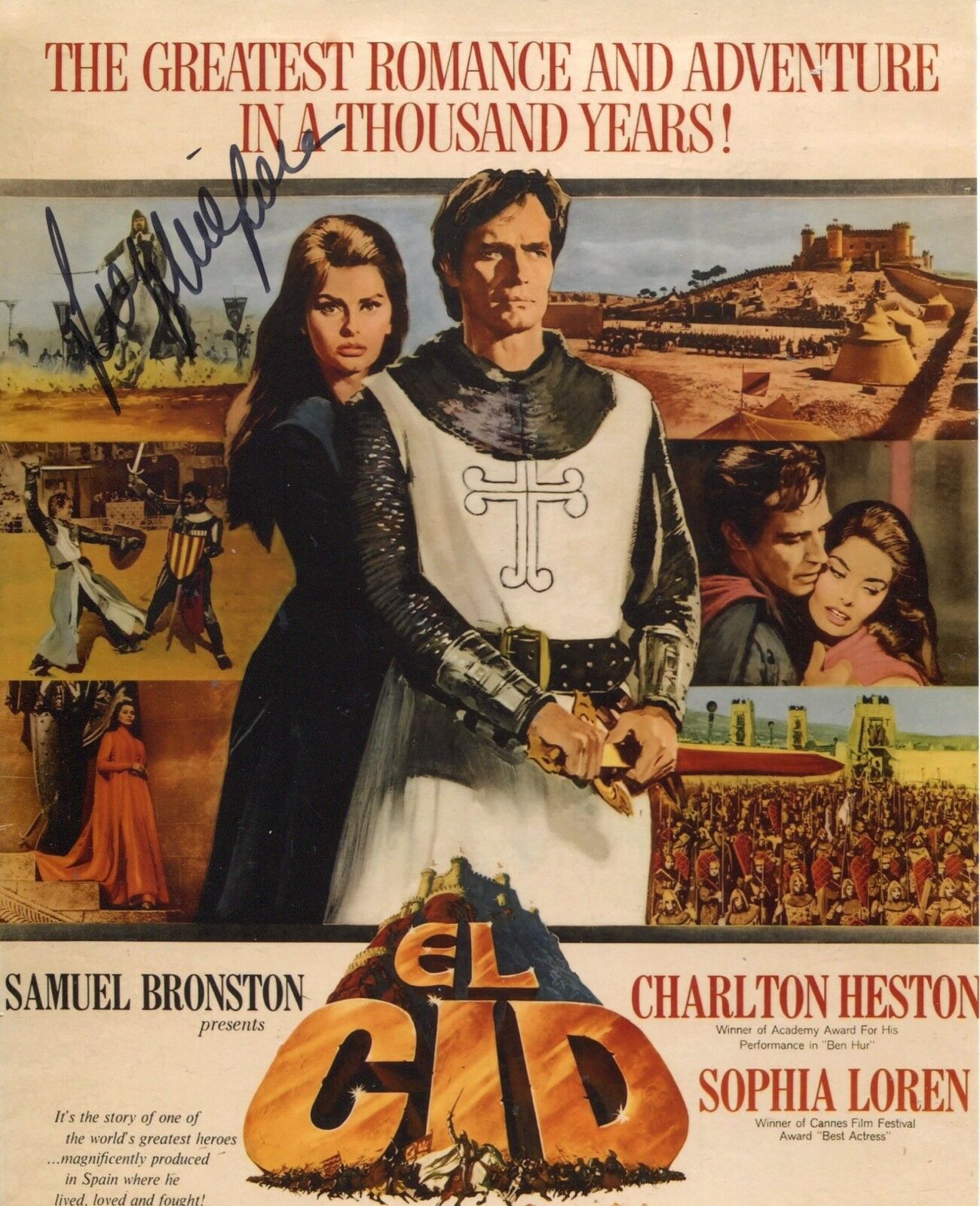 El Cid epic movie poster Photo Poster painting signed by Sophia Loren - UACC DEALER