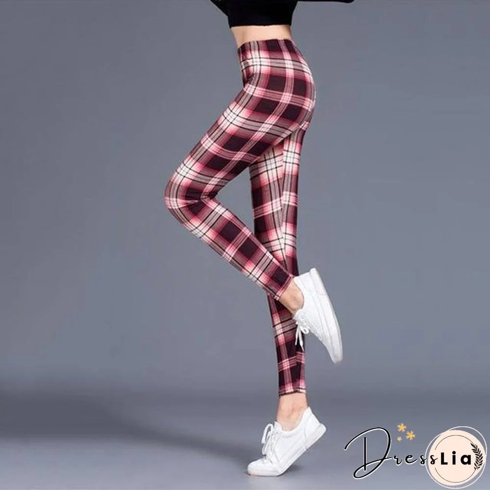 Plaid Leggings Women Sexy Pants Push Up Leggings Fashion Fitness Leggins Gym Sporting Plus Size High Waist Trousers