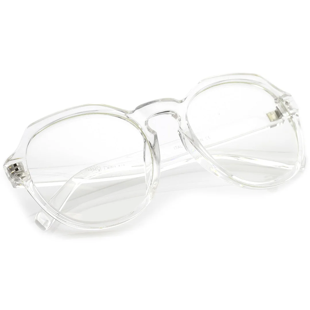 Modern Keyhole Nose Bridge Clear Lens Round Eyeglasses 55mm
