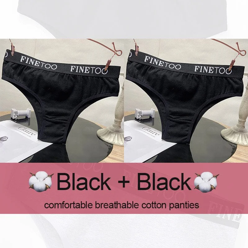 M-XXL Women's Panties Cotton Underwear Sexy Lingerie Panties Female Underpants Briefs Intimates Finetoo Cotton Pantys 2PCS/Set