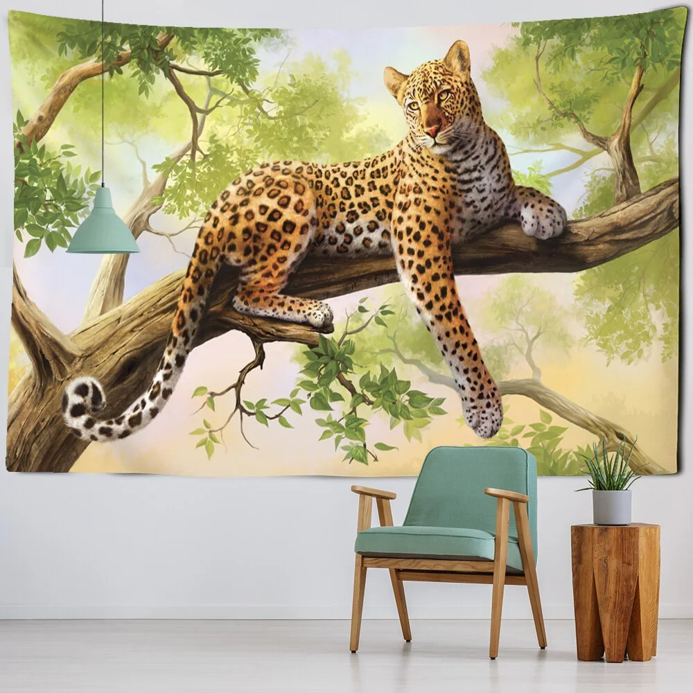 China Northeast Tiger Tapestry Wall Mounted Animal World Leopard Bohemian Hippie Living Room Home Decor