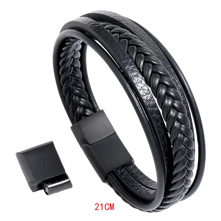 Men's Cowhide Bracelet Creative Multilayer Simple Woven Leather Bracelet