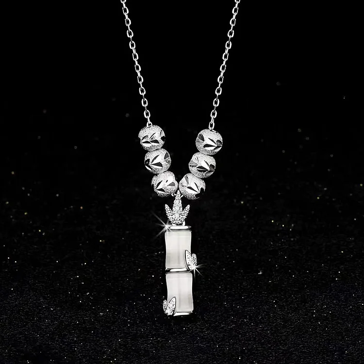 Sterling silver chalcedony bamboo necklace