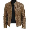 Men's Leather Biker Jacket Cafe Racer Jacket by Inlyline